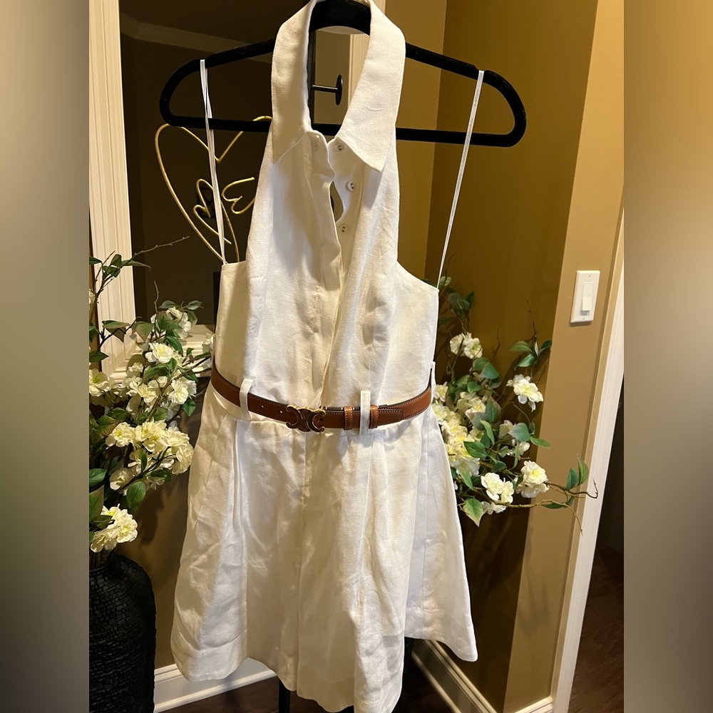 ZIMMERMANN Tiggy Belted Linen Halter Playsuit